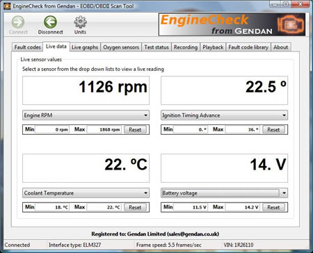 View live engine information