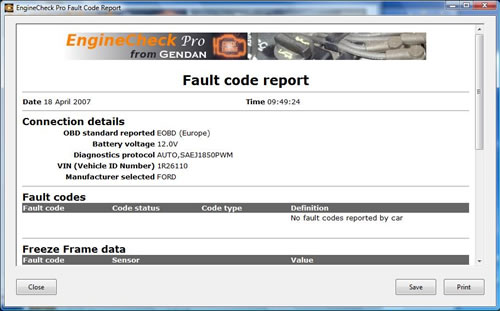 Print fault code reports for customers