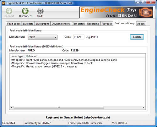 EngineCheck Pro Fault Code library