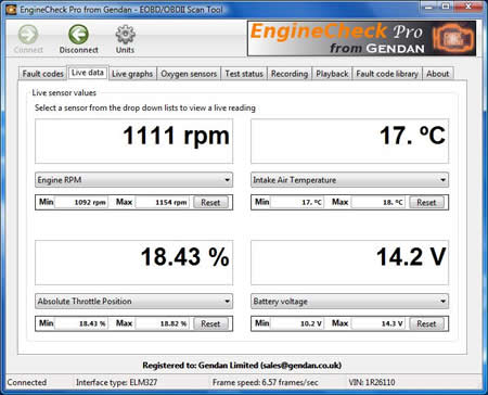 View live engine information